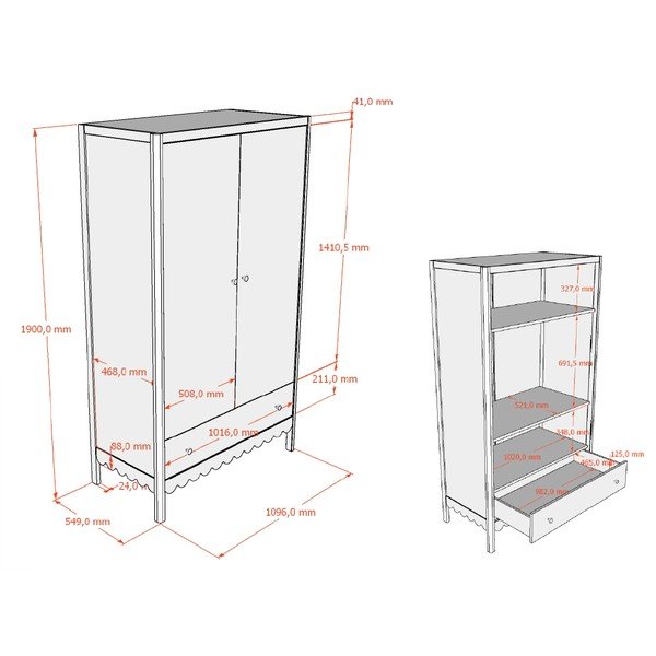 Armadio per bambini beige 110x190x55 cm Swingo – Vipack-image-3