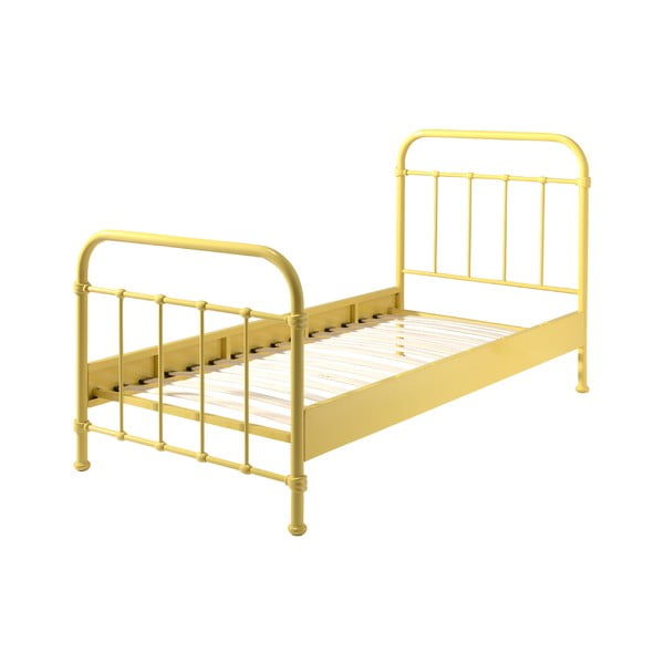 Letto per bambini in metallo giallo, 90 x 200 cm New York - Vipack-image-1