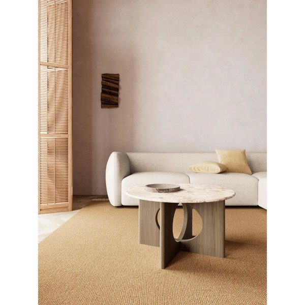 Tavolino da salotto rotondo colore naturale scuro con piano in marmo ø 80 cm Foley – Actona-image-1