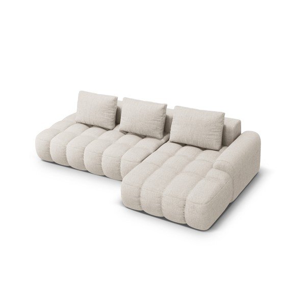 Divano angolare beige allungabile/con contenitore (con penisola a destra/con chaise lounge) Linz – Cosmopolitan Design-image-3