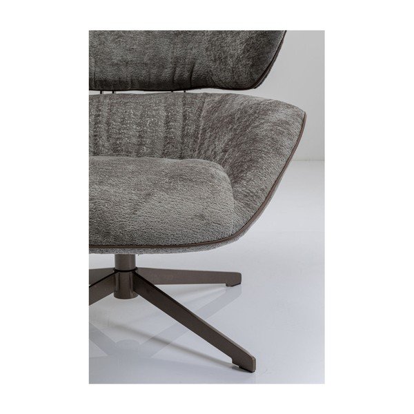 Sedia girevole in peluche grigia Oval Office - Kare Design-image-2