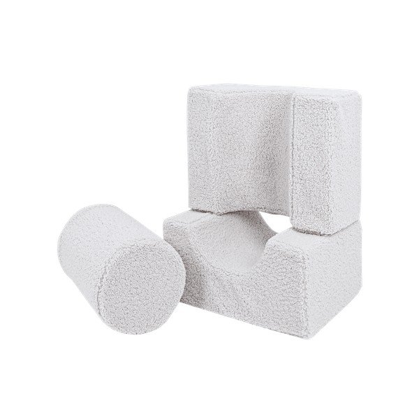 Gioco per psicomotricità bianco in bouclé 3 pz altezza totale 30 cm 83x45 cm – Meowbaby-image-2