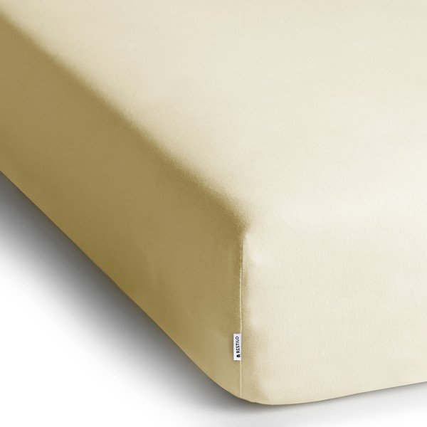 Lenzuolo con angoli color crema in jersey 140x200 cm Amber – Restilo-image-2