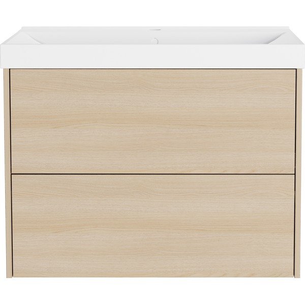 Mobile da lavabo di colore naturale con effetto rovere da appendere 81x65 cm Bodera – Germania-image-3
