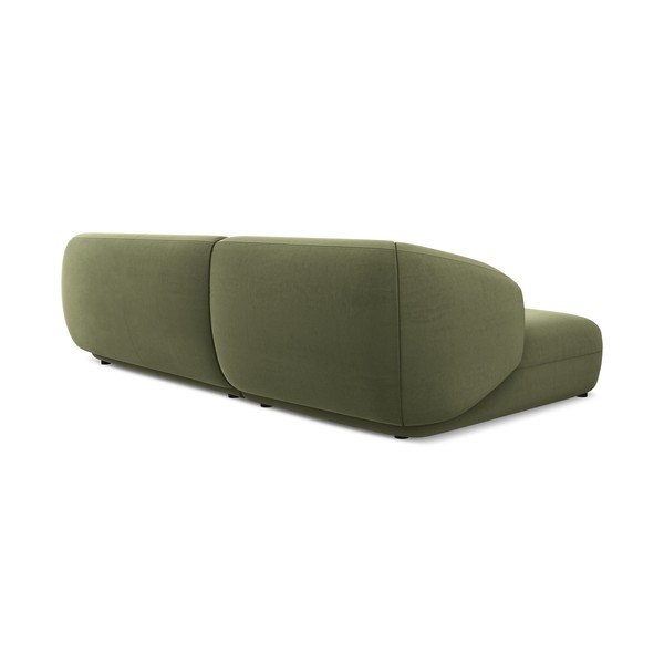 Divano angolare verde (con penisola a sinistra) con rivestimento in velluto Moana – Makamii-image-2