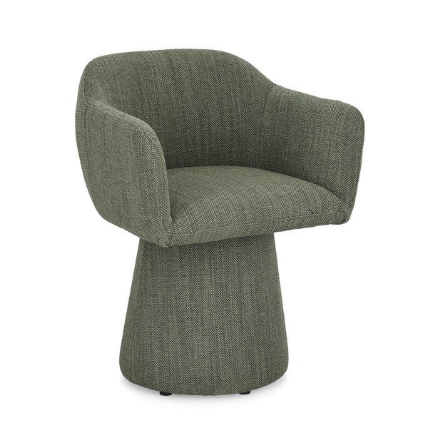 Sedia da pranzo verde imbottito con braccioli/girevole Lottie – Bizzotto