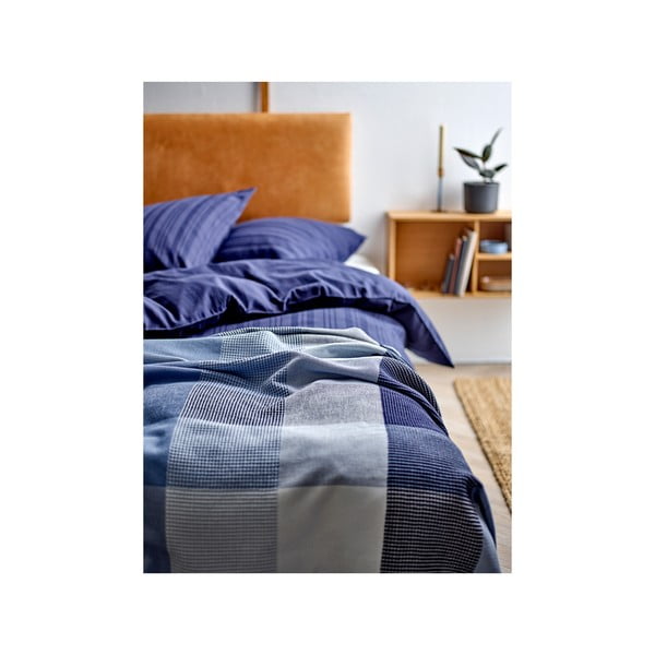 Set copripiumino e federa blu scuro in tessuto damascato per letto singolo 140x200 cm Noble – Södahl-image-3