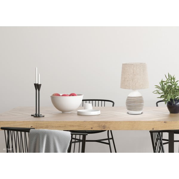 Lampada da tavolo beige con paralume in tessuto (altezza 35 cm) Ambon - Candellux Lighting-image-1