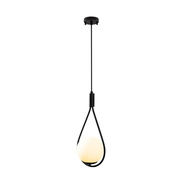 Lampadario nero con paralume in vetro Sessiz – Opviq lights-image-4