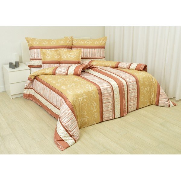 Biancheria da letto singola in cotone sateen giallo-arancio 140x200 cm Stripes - Unknown