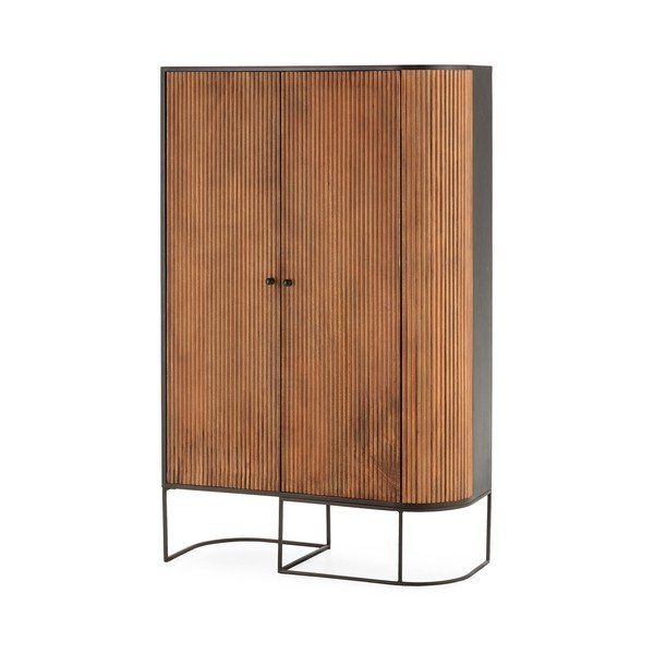 Credenza di colore naturale in mango massiccio 100x165x40 cm Curve – MOME-image-4