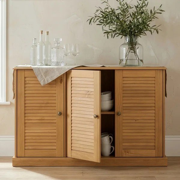 Credenza colore naturale chiaro in pino massiccio 125x80x38 cm Edith – Støraa-image-2