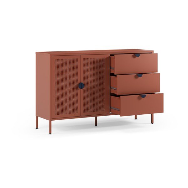 Credenza color terracotta in metallo 140x90x40 cm Sayla – Marckeric-image-2