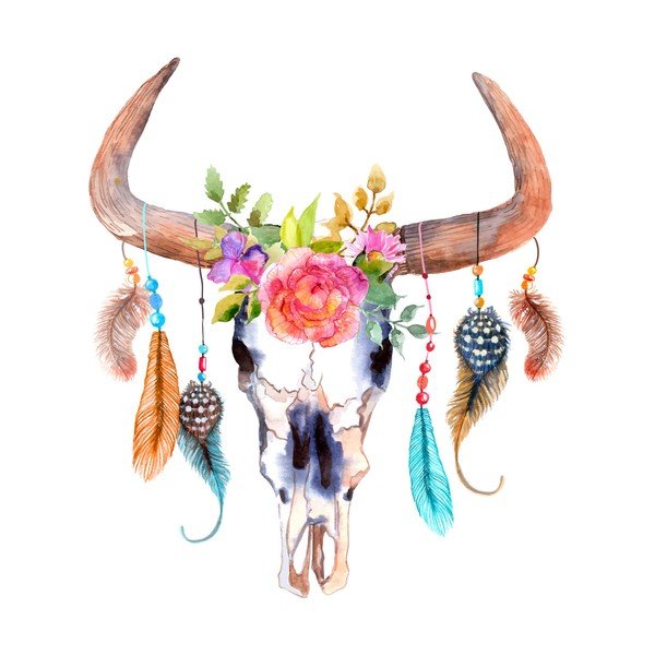 Nástěnná samolepka Ambiance Boho Buffalo Head-image-2
