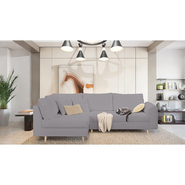 Divano angolare grigio scuro in tessuto bouclé (angolo sinistro) Ariella - Ropez-image-1