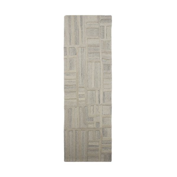 Passatoia greige in lana tessuta a mano 80x300 cm Elva  – Flair Rugs