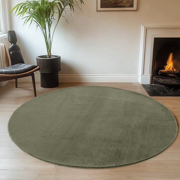 Tappeto rotondo color kaki lavabile ø 120 cm Joy – Ayyildiz Carpets-image-1