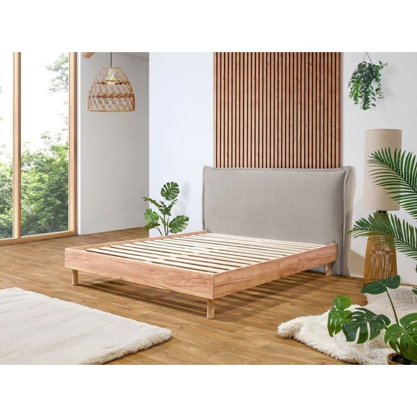 Letto matrimoniale grigio chiaro/naturale con griglia 180x200 cm Charlie - Bobochic Paris-image-1