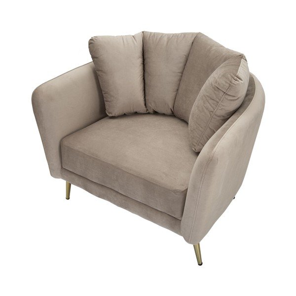 Poltrona grigio tortora con poggioli/con gambe con rivestimento in velluto Kiev – Mauro Ferretti-image-3