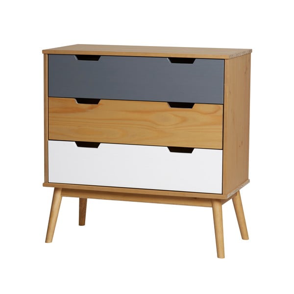 Cassettiera in legno di pino massiccio, larghezza 80 cm Cusco - Marckeric-image-4