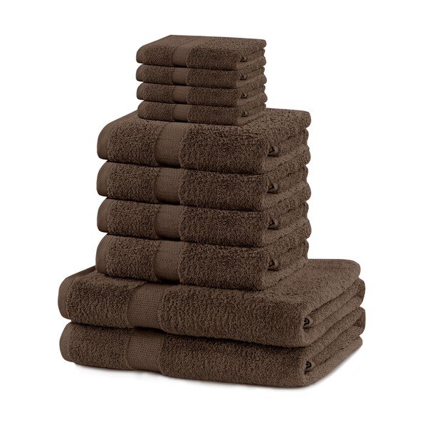 Set di asciugamani per viso e corpo tipo terry marroni in cotone 10 pz Marina – DecoKing