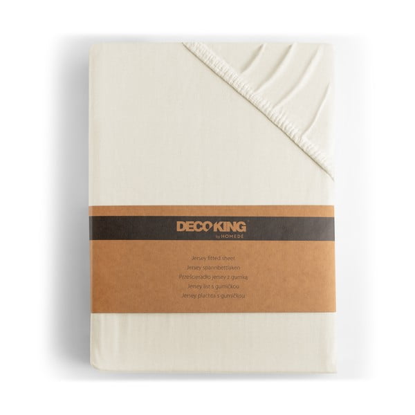 Lenzuolo con angoli bianco/color crema in jersey 180x200 cm Amber – Restilo-image-4