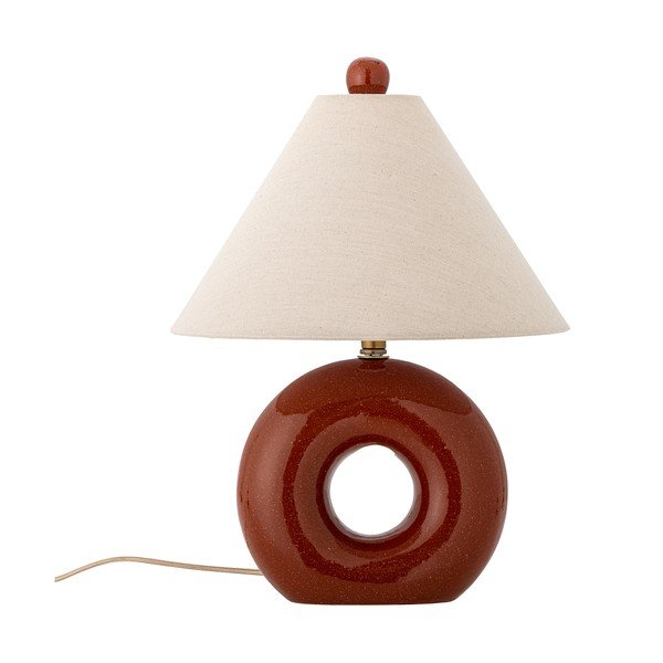 Lampada da tavolo rossa/color crema in ceramica con paralume in tessuto (altezza totale 42 cm) Panja – Bloomingville