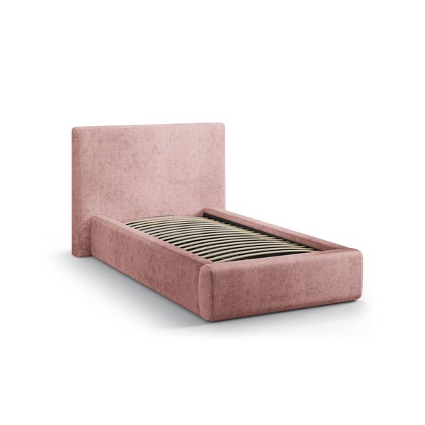 Letto singolo imbottito rosa con contenitore con rete inclusa 90x200 cm Amy – Micadoni -image-2