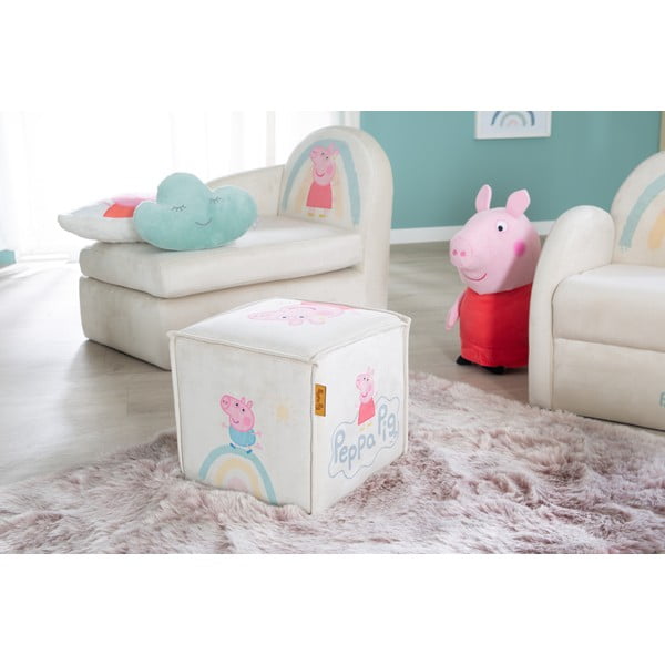Pouf per bambini in velluto bianco Peppa Pig - Roba-image-1