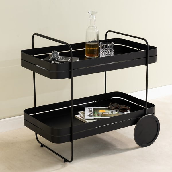 Tavolino da servizio in metallo su ruote 74x42 cm Gin & Trolley – Spinder Design-image-1