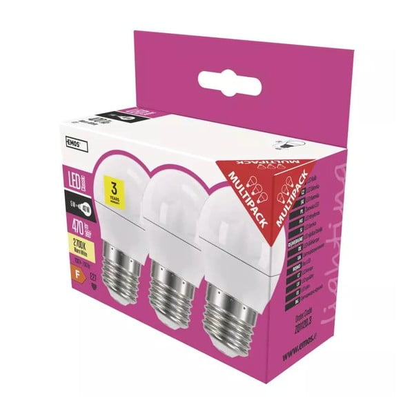 Lampadine LED calde in set di 3 pezzi E27, 5 W - EMOS-image-1