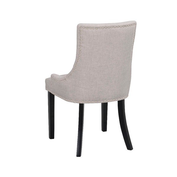 Sedia da pranzo imbottita grigio chiaro con gambe nere Vicky - Rowico-image-4