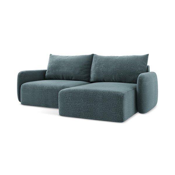 Divano angolare turchese allungabile/con contenitore (con penisola a destra) Kalena – Makamii-image-1