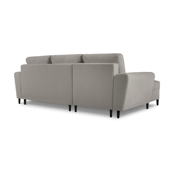 Divano angolare grigio chiaro allungabile e con contenitore (con penisola a sinistra/con chaise lounge) con rivestimento in bouclé Kyoto – Cosmopolitan Design-image-4