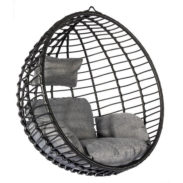 Poltrona sospesa in rattan artificiale nero Mila - Bonami Selection-image-1