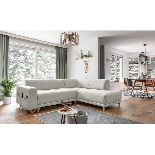 Divano angolare beige allungabile e con contenitore (penisola a destra/a L) Classy Sophie – Miuform-image-3