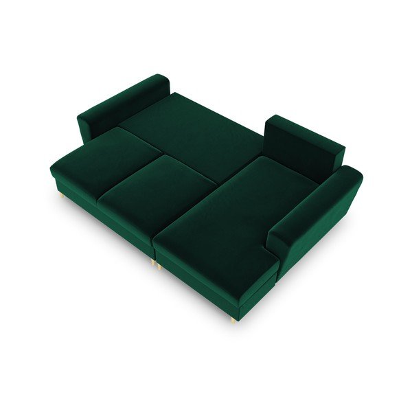 Divano angolare verde allungabile e con contenitore (con penisola a destra/con chaise lounge) con rivestimento in velluto Kyoto – Cosmopolitan Design-image-2