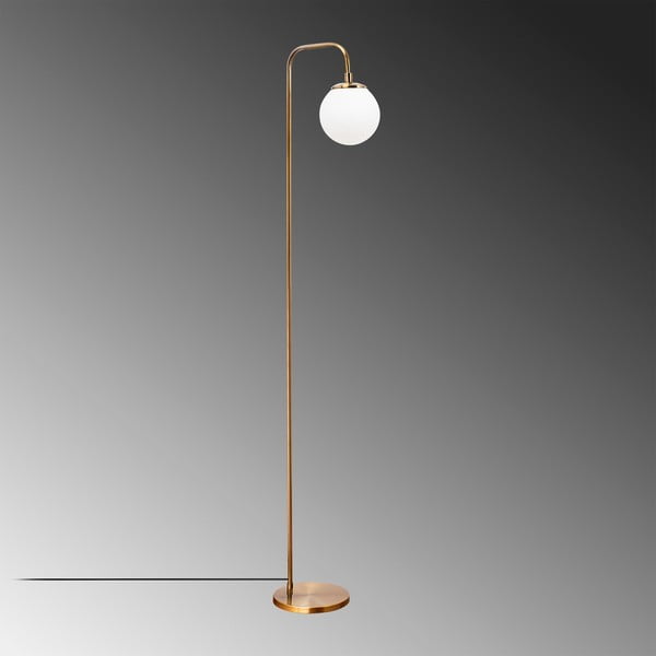 Lampada da terra bianca/color ottone con paralume in vetro (altezza totale 146 cm) Viran – Opviq lights-image-3