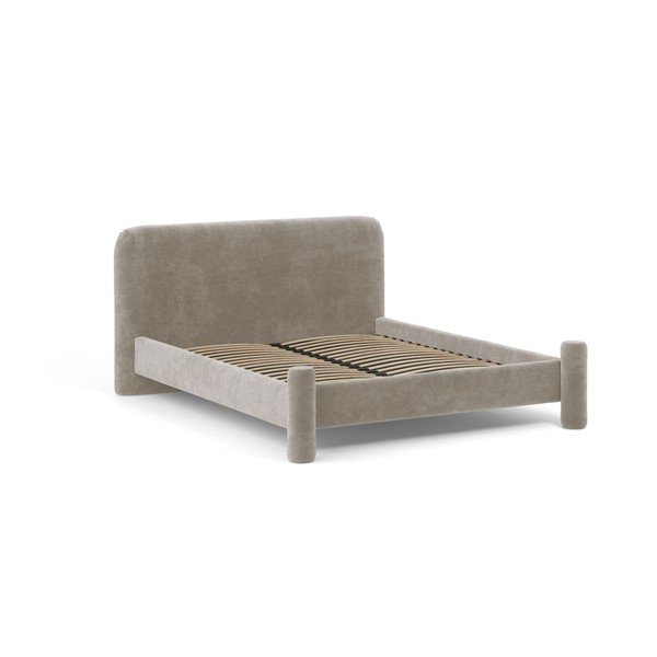 Letto matrimoniale imbottito beige con rete inclusa 160x200 cm Vera – Micadoni -image-1