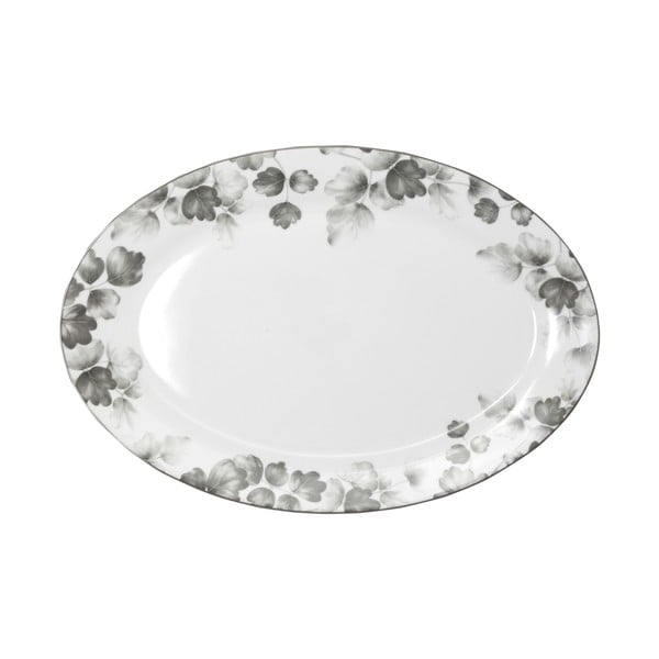 Piatto da portata in porcellana bianco e grigio chiaro ø 35,5 cm Foliage gray - Villa Altachiara
