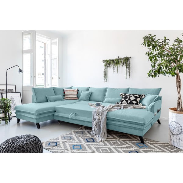 Divano letto a U azzurro, angolo sinistro Charming Charlie - Miuform-image-4