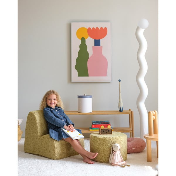 Pouf per bambini verde con rivestimento in bouclé – Wigiwama-image-2