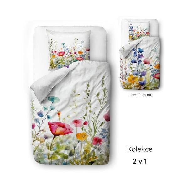Biancheria da letto singola in cotone sateen 140x200 cm Watercolour Flowers - Butter Kings-image-2