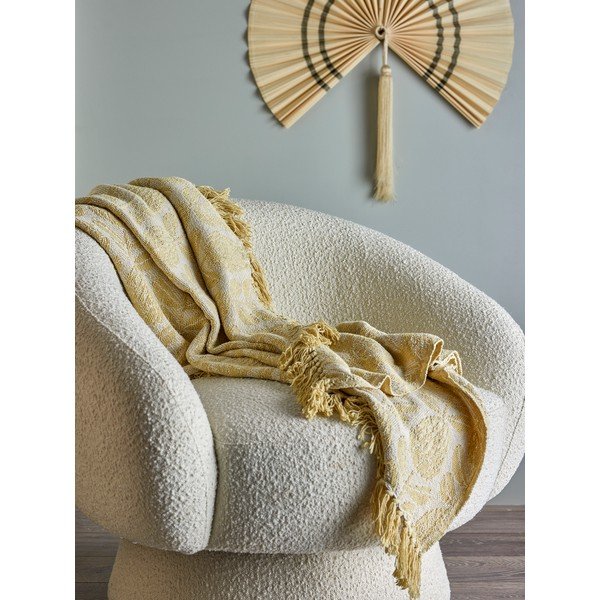 Coperta gialla in misto cotone 130x155 cm Pratello – Bloomingville-image-3