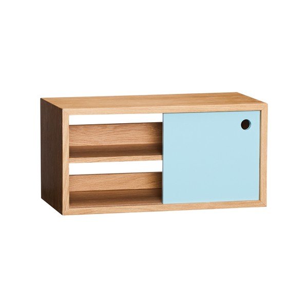Mensola di colore naturale/blu polveroso con effetto rovere 40 cm Slide – Hübsch