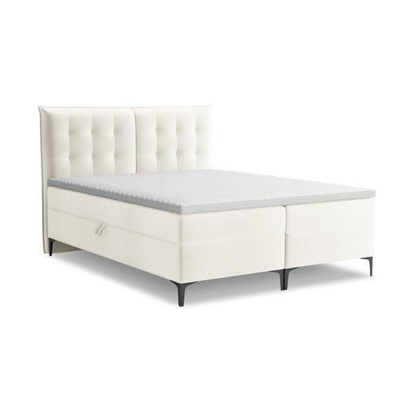 Letto boxspring color crema con contenitore 140x200 cm Mikana – Makamii