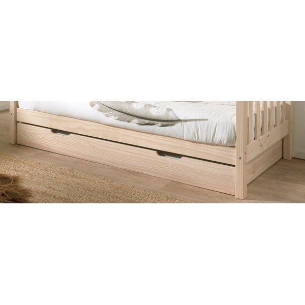 Letto da bambini estraibile di colore naturale in pino massiccio con rete inclusa 90x200 cm Margrit – Vipack-image-3