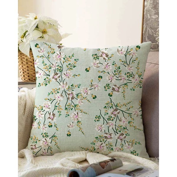 Federa verde in misto cotone Bloom, 55 x 55 cm - Minimalist Cushion Covers