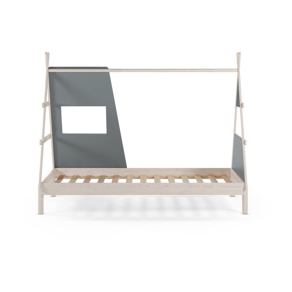 Letto da bambini a forma di casa verde polveroso in pino massiccio con rete inclusa 90x200 cm Enola – Marckeric-image-3