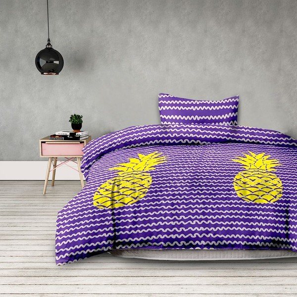 Biancheria da letto matrimoniale in microfibra Ananas, 200 x 200 cm + 50 x 75 cm - AmeliaHome